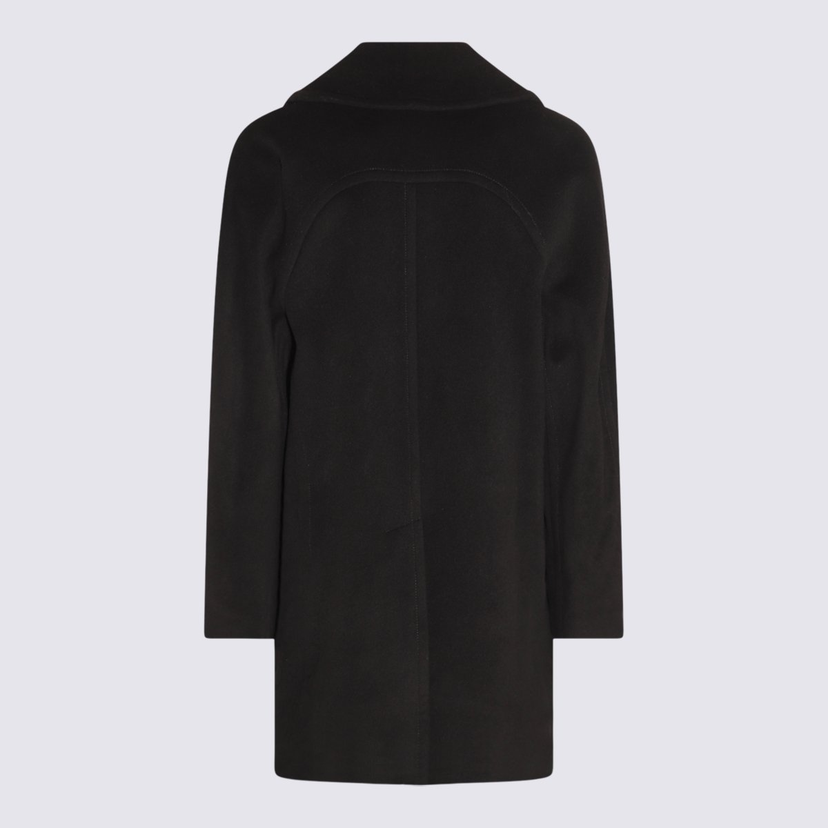 Alexander McQueen Double-Breasted Black Coat With Wide Lapels And Prominent Buttons Zwart