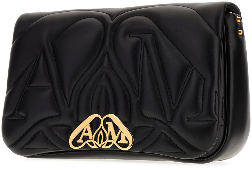 Alexander McQueen Alexander McQueen Black nappa leather Seal shoulder bag Zwart