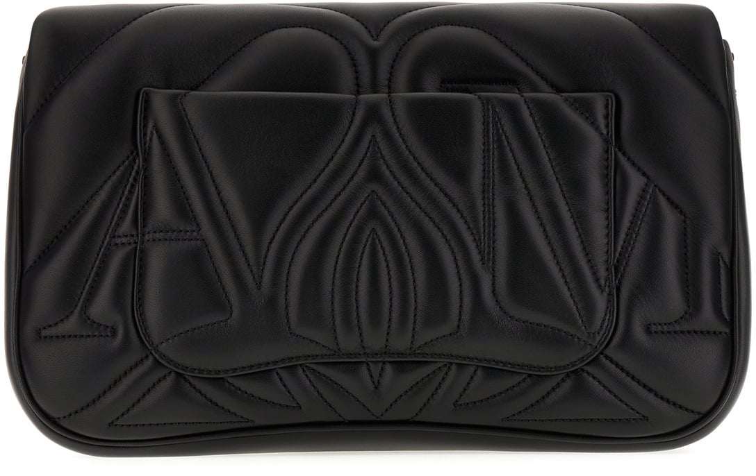 Alexander McQueen Alexander McQueen Black nappa leather Seal shoulder bag Zwart