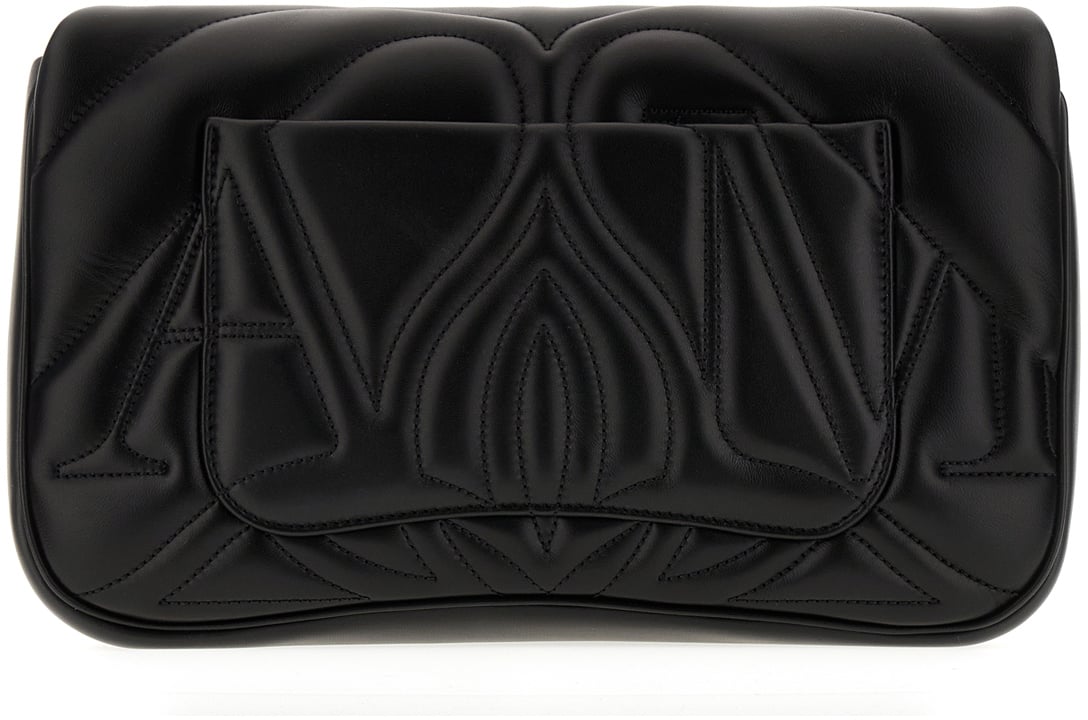 Alexander McQueen Alexander McQueen Black nappa leather Seal shoulder bag Zwart