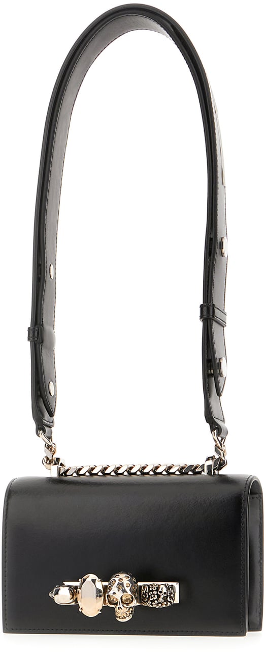 Alexander McQueen Alexander McQueen Black leather Mini Biker Jewelled Satchel shoulder bag Zwart