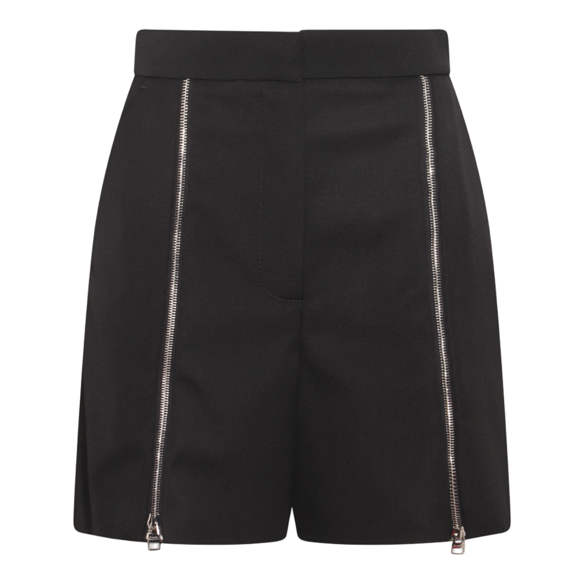 Alexander McQueen Tailored Black Shorts with Vertical Zipper Accents Zwart