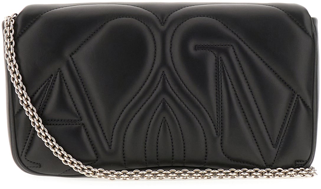 Alexander McQueen Alexander McQueen Black nappa leather Seal small crossbody bag Zwart