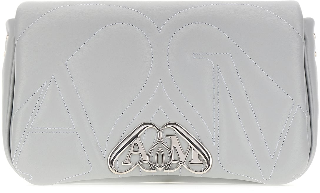 Alexander McQueen Alexander McQueen Grey nappa leather Seal small crossbody bag Grijs