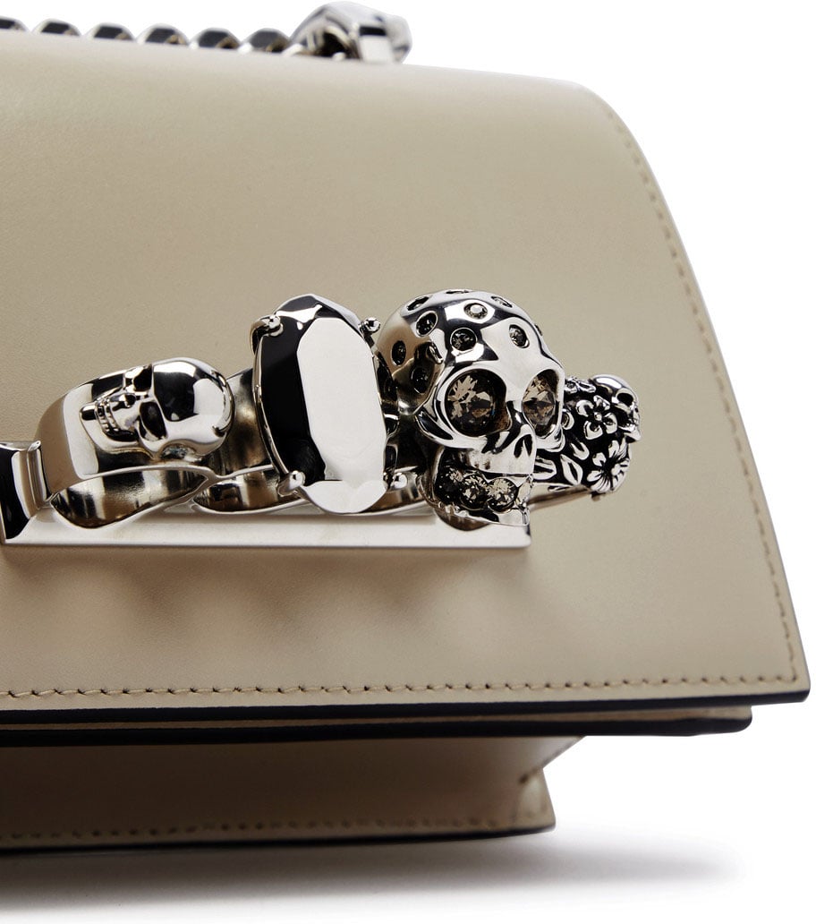 Alexander McQueen Structured Bag with Distinctive Metallic Embellishment Grijs