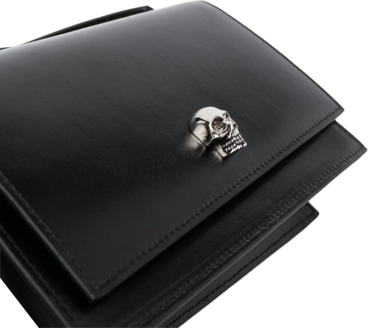 Alexander McQueen Small Skull Logo Shoulder Bag Zwart