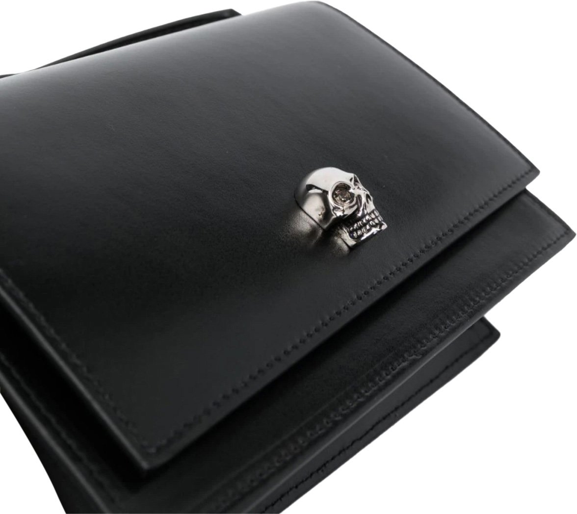 Alexander McQueen Small Skull Logo Shoulder Bag Zwart