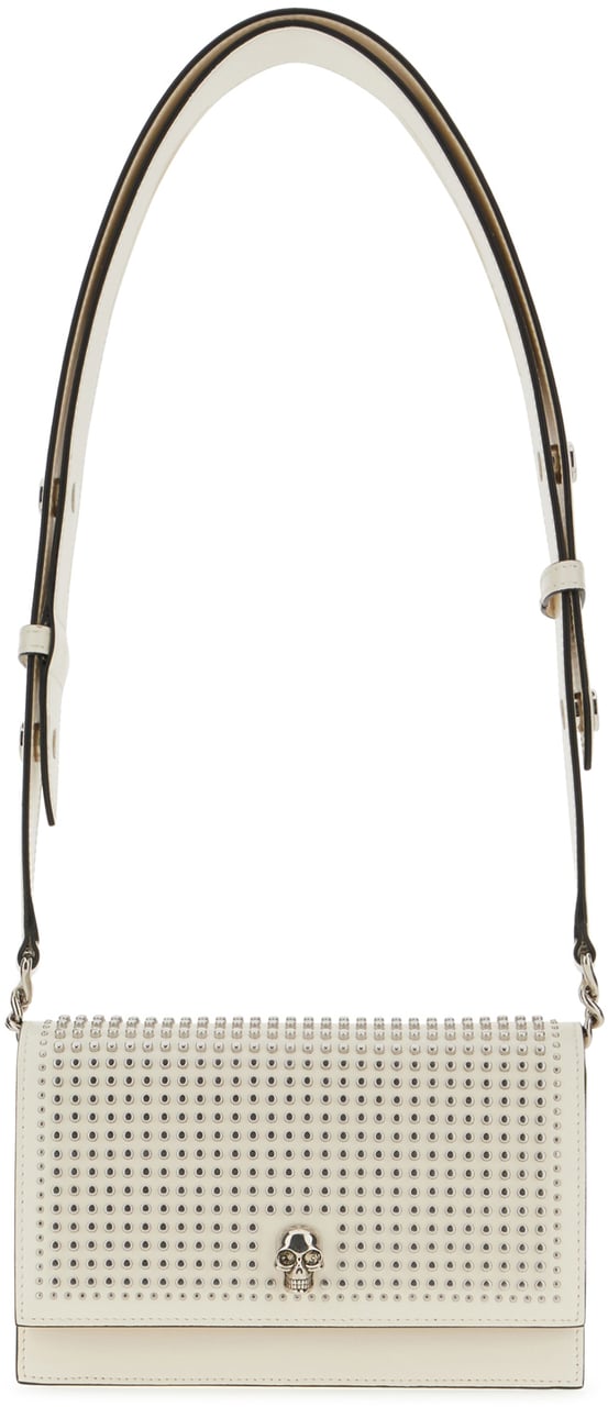 Alexander McQueen Alexander McQueen Ivory leather small Biker Skull shoulder bag Neutraal