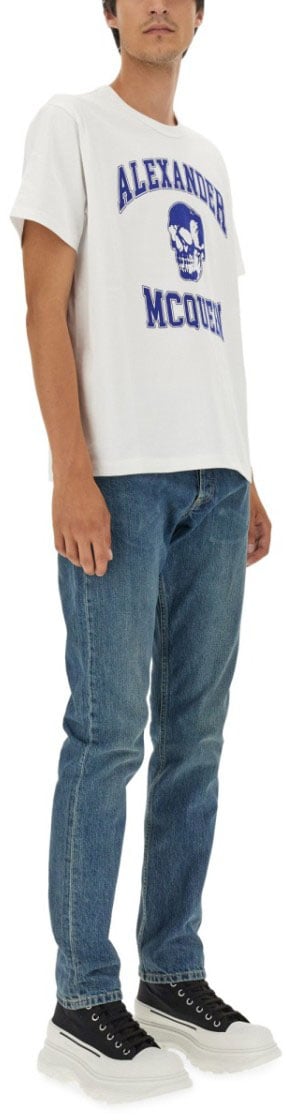 Alexander McQueen Skull Logo T-Shirt Wit