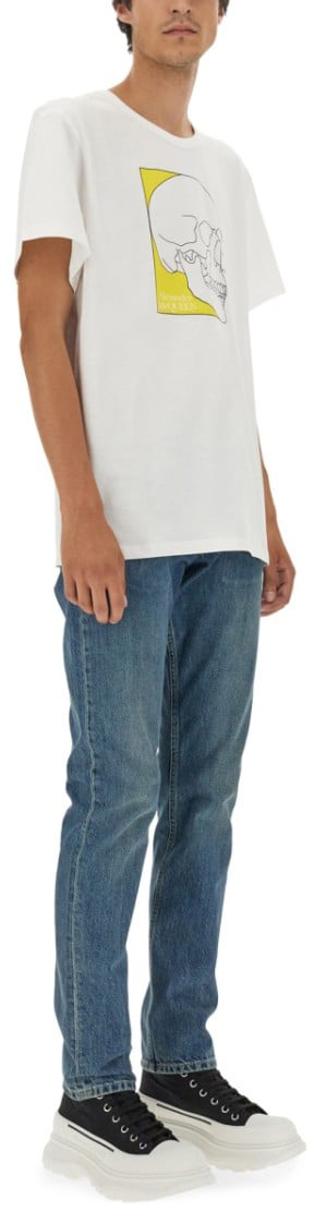 Alexander McQueen Skull Print T-Shirt Wit
