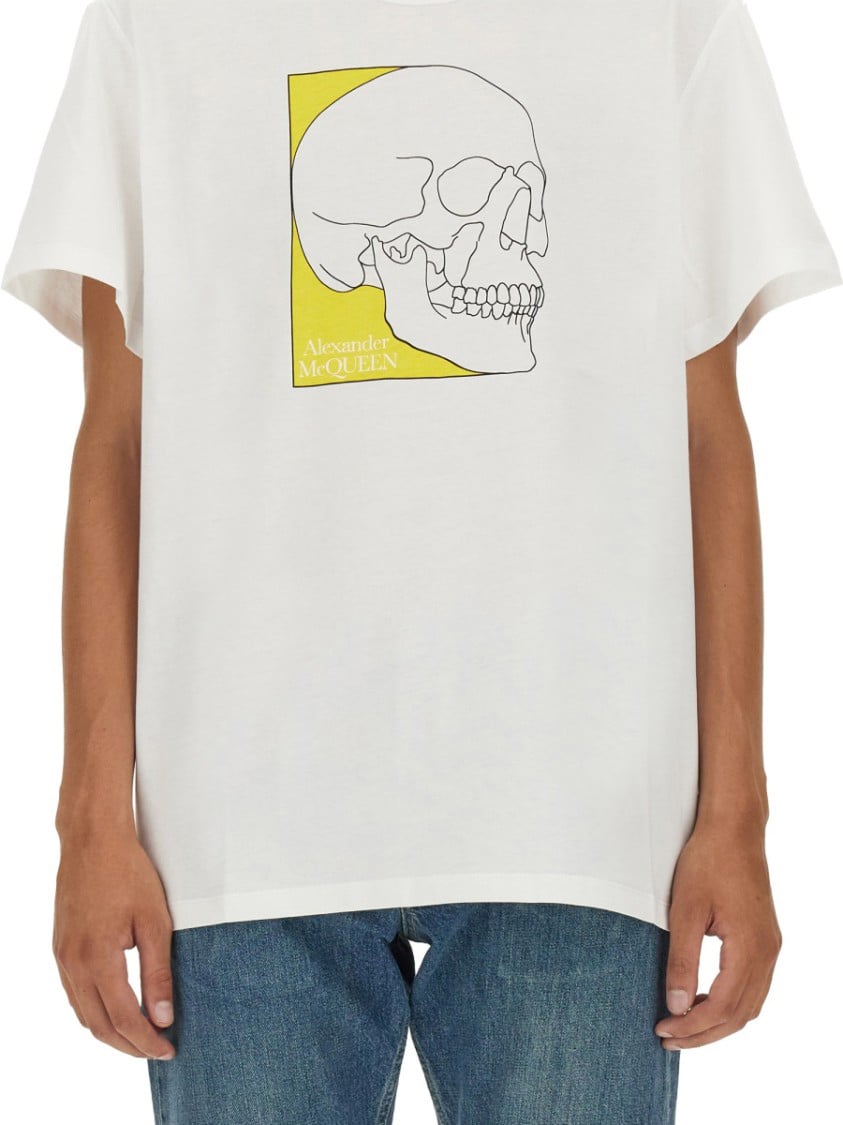 Alexander McQueen Skull Print T-Shirt Wit