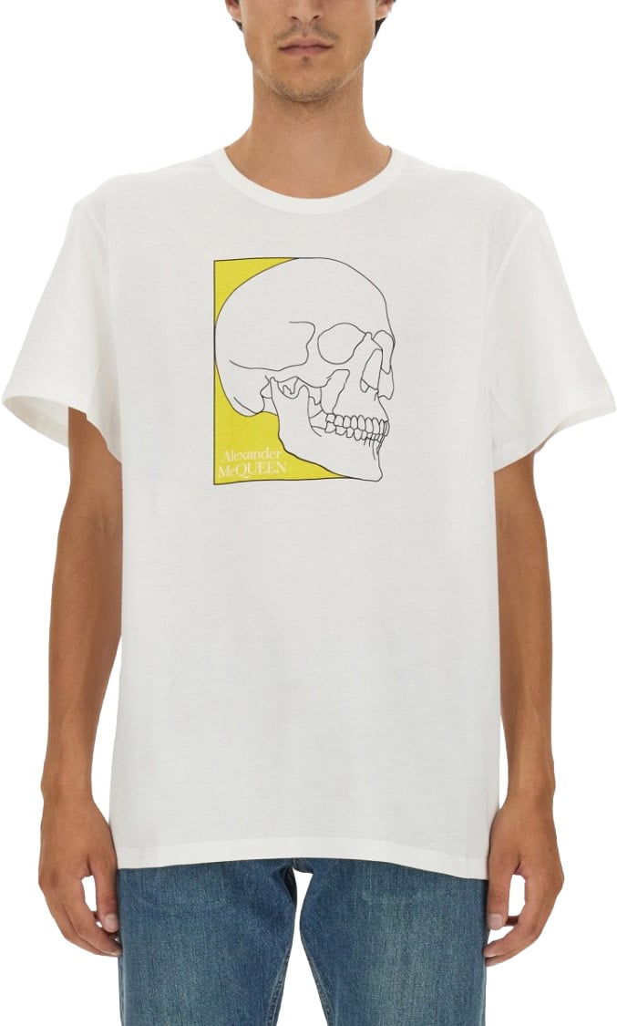 Alexander McQueen Skull Print T-Shirt Wit