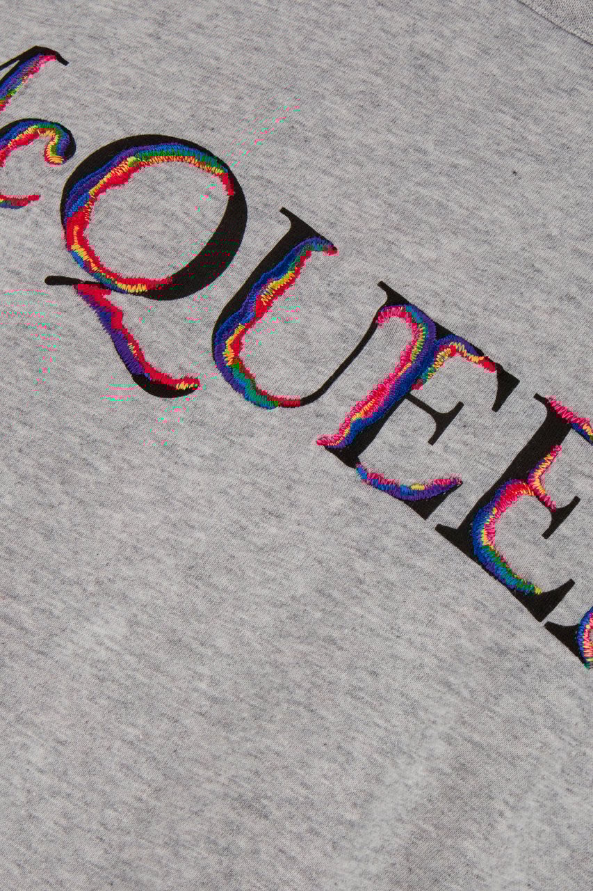 Alexander McQueen Alexander McQueen Mélange grey stretch cotton oversize t-shirt Grijs