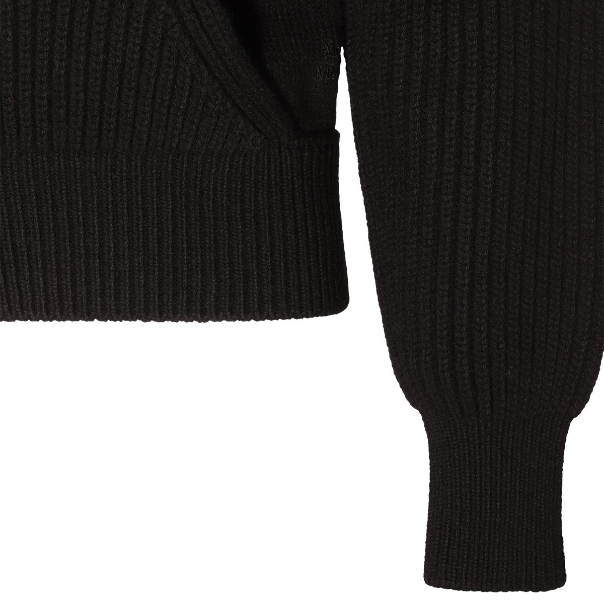 Alexander McQueen Ribbed Knit Zip-Up Sweater With Silver Finish Details Zwart