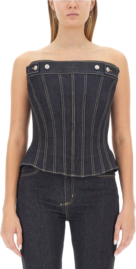 Alexander McQueen Top In Bustier Blauw