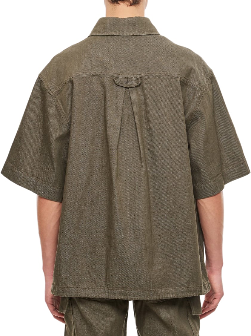 Alexander McQueen Boxy Oversized Denim Cotton Shirt with Classic Collar Groen