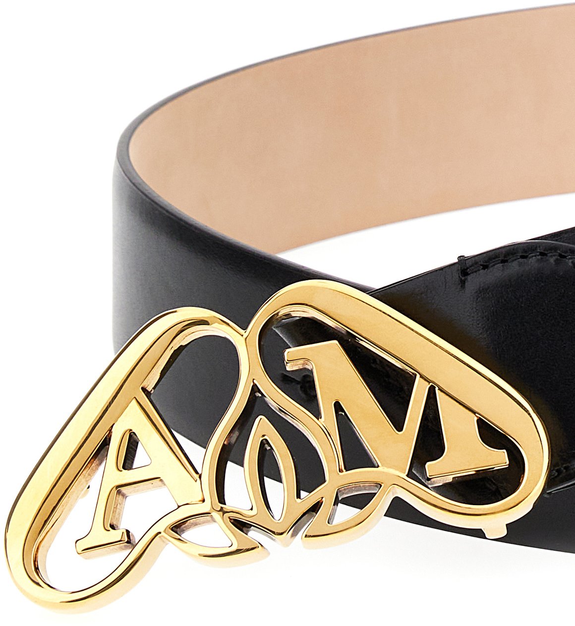 Alexander McQueen Alexander McQueen Cintura Seal in pelle nera Zwart