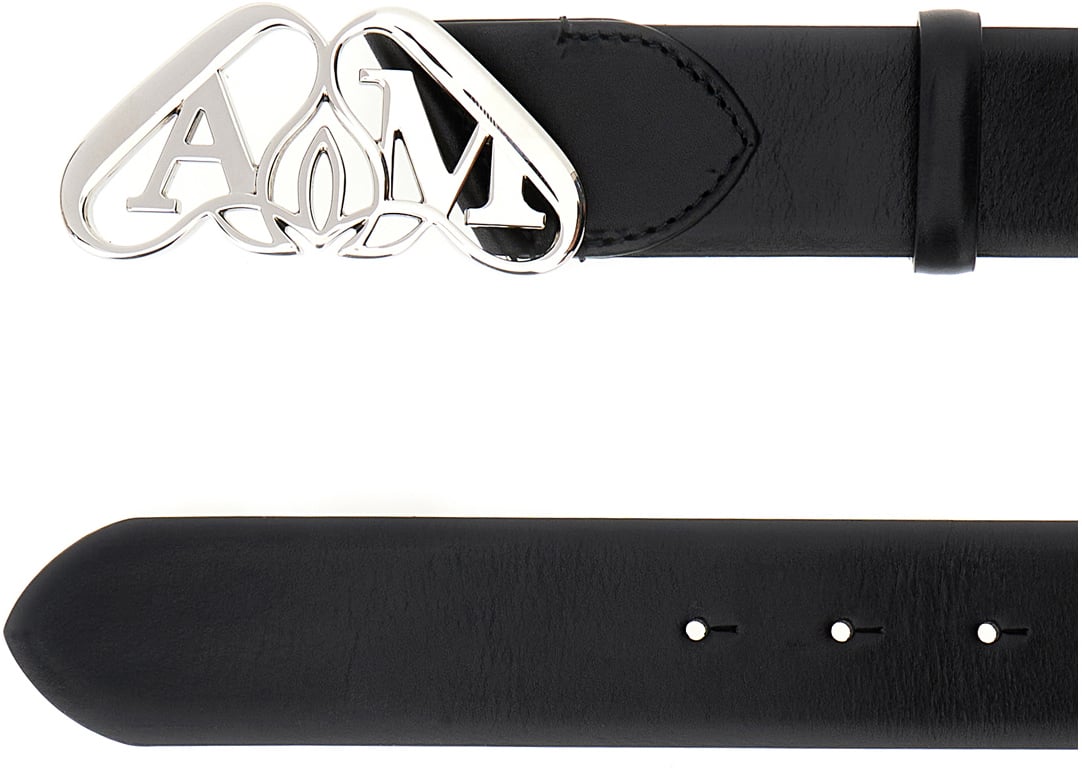 Alexander McQueen Alexander McQueen Black leather Seal belt Zwart