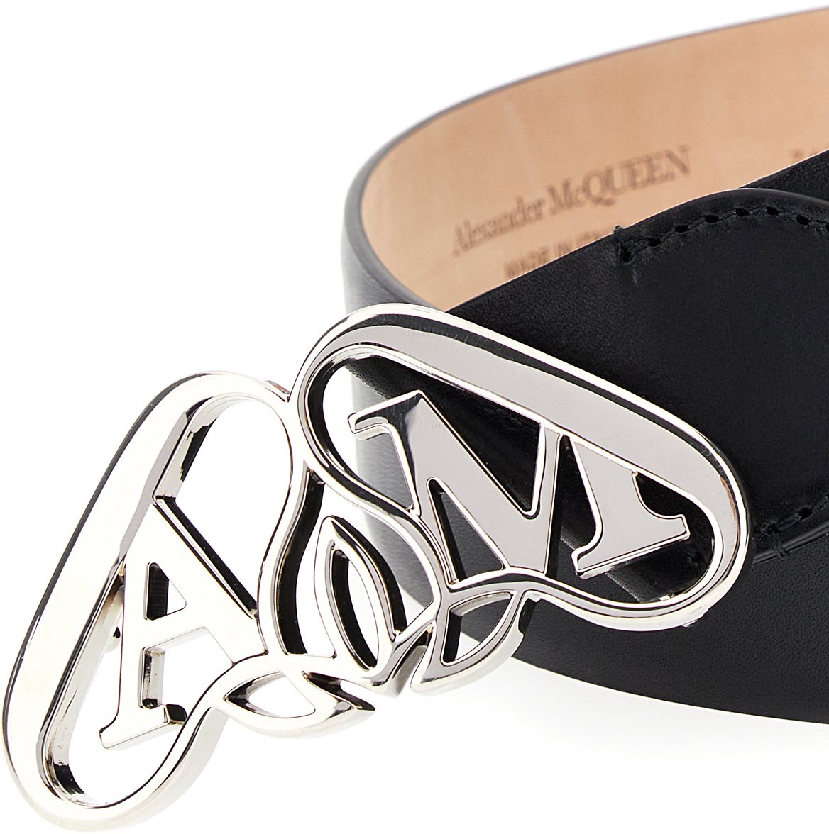 Alexander McQueen Alexander McQueen Black leather Seal belt Zwart