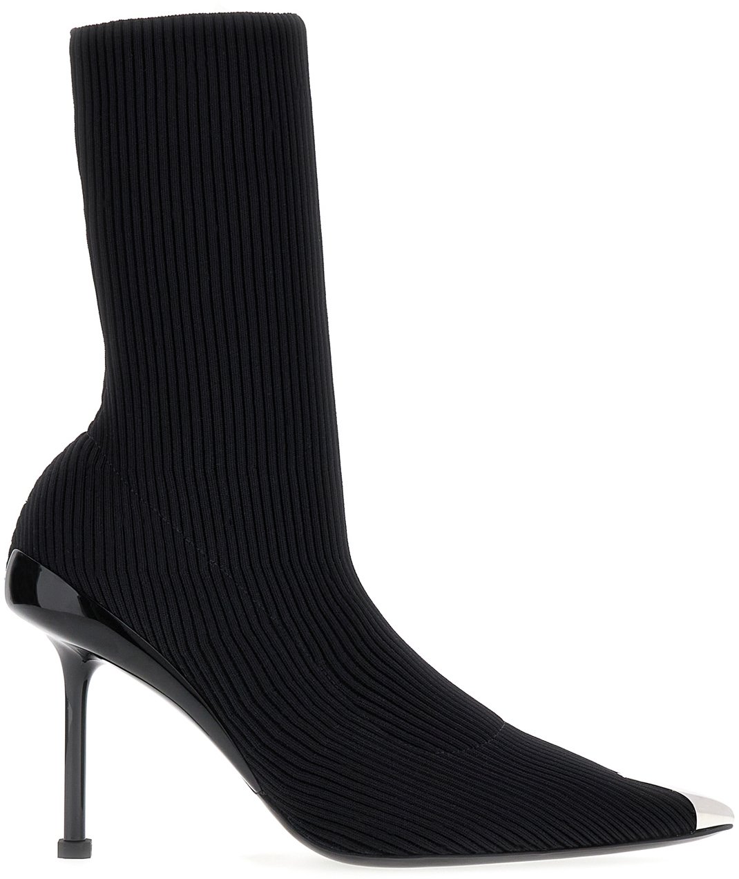 Alexander McQueen Alexander McQueen Black stretch nylon Slash ankle boots Zwart