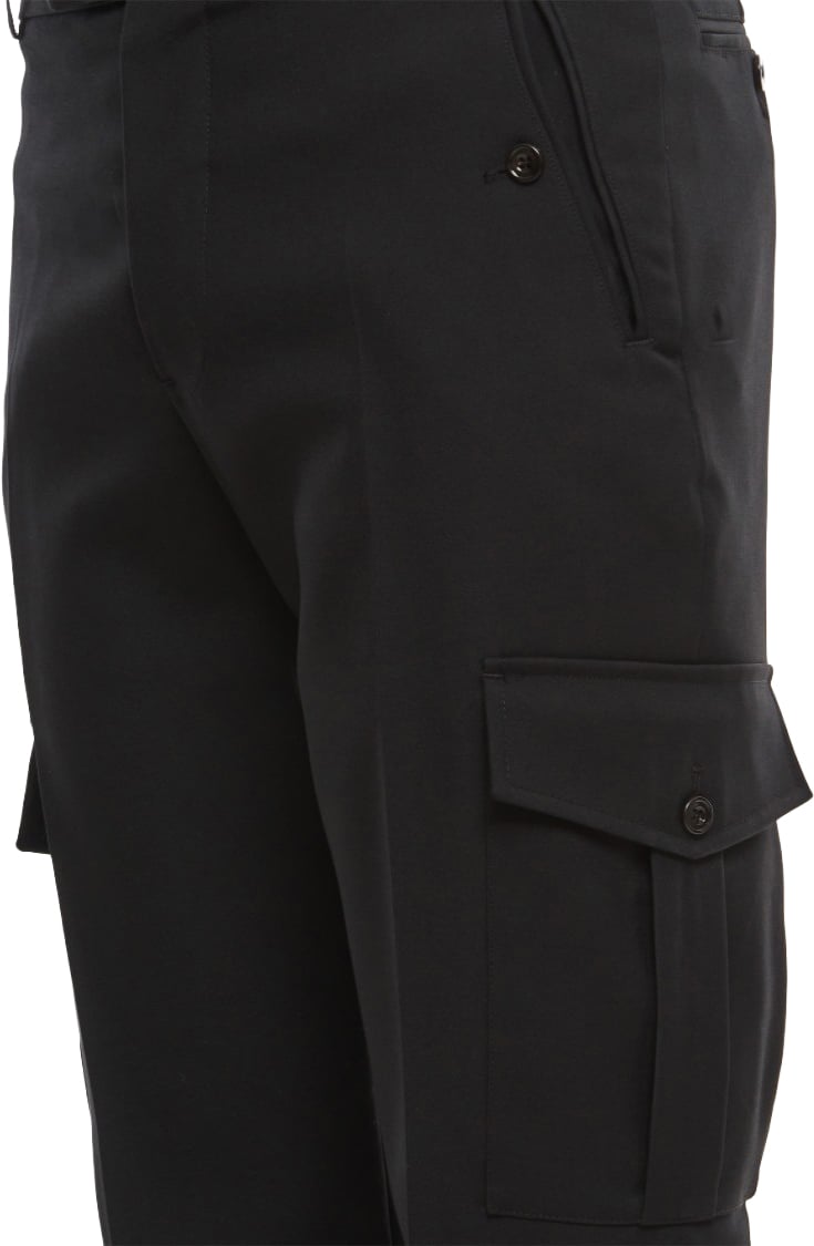 Alexander McQueen Straight-Leg Wool Gabardine Trousers with Cargo Pockets Zwart
