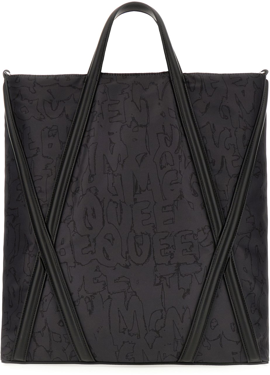 Alexander McQueen Alexander McQueen Black nylon The Harness shopping bag Zwart