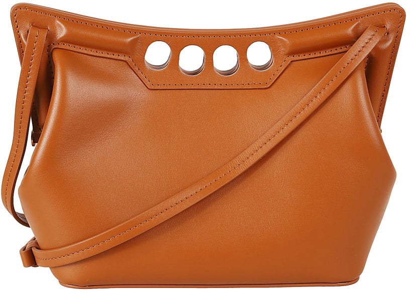 Alexander McQueen Structured Leather Bag With Unique Cut-Out Handle Oranje