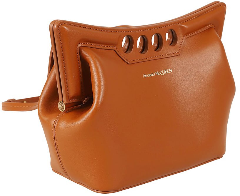 Alexander McQueen Structured Leather Bag With Unique Cut-Out Handle Oranje