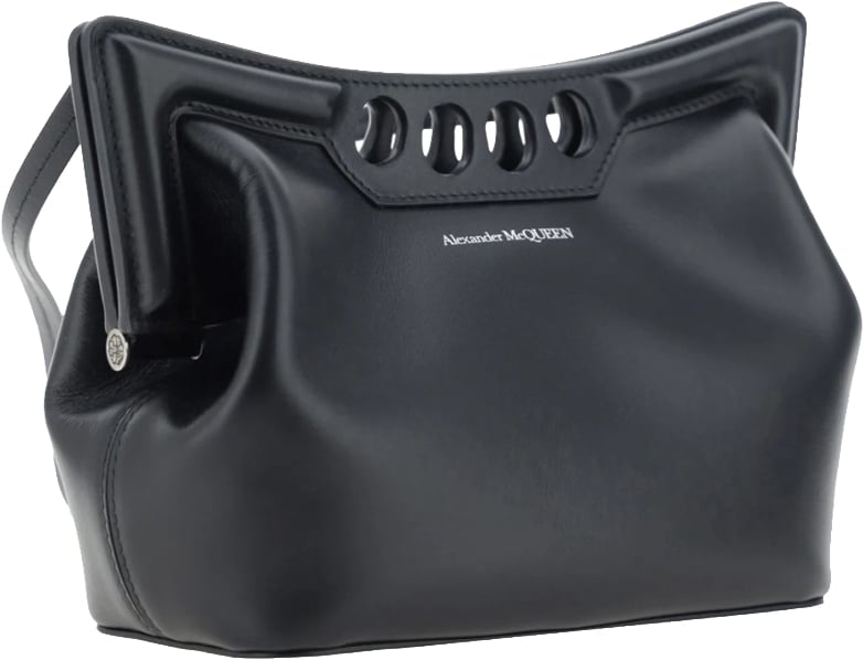 Alexander McQueen Smooth Leather Structured Bag Zwart