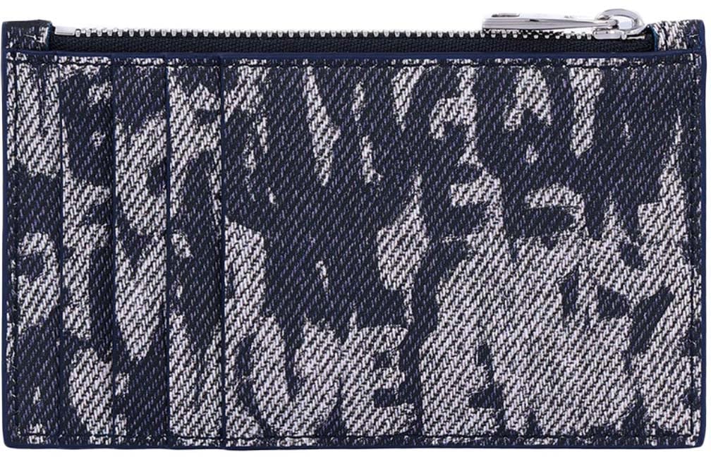 Alexander McQueen Textured Calf Leather Wallet with Zip Closure Grijs