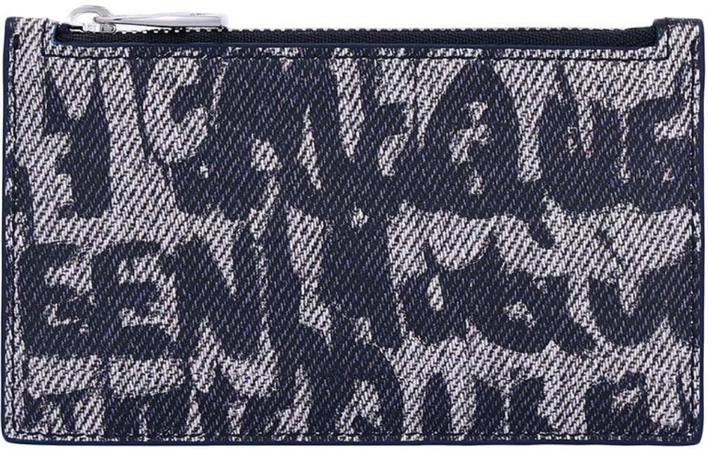 Alexander McQueen Textured Calf Leather Wallet with Zip Closure Grijs