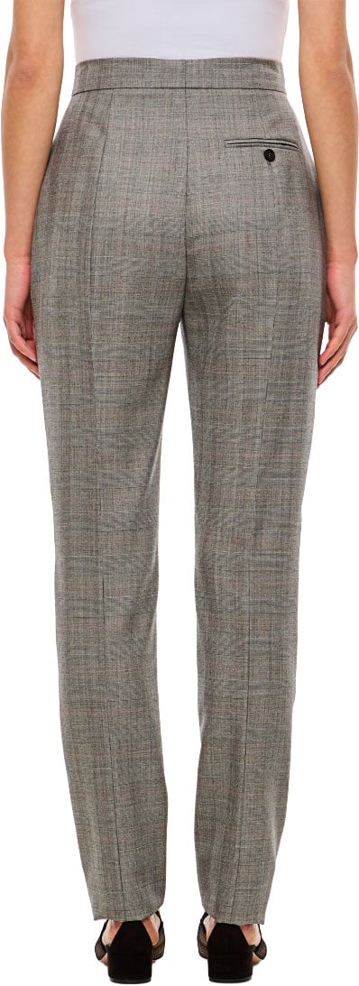 Alexander McQueen High-Waisted Slim Fit Pants with Multicolor Plaid Pattern Grijs