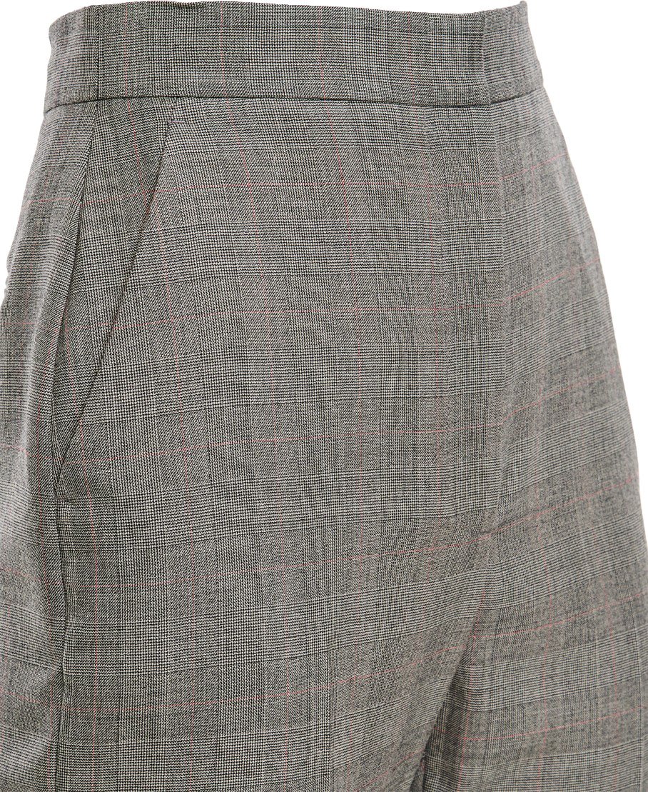 Alexander McQueen High-Waisted Slim Fit Pants with Multicolor Plaid Pattern Grijs