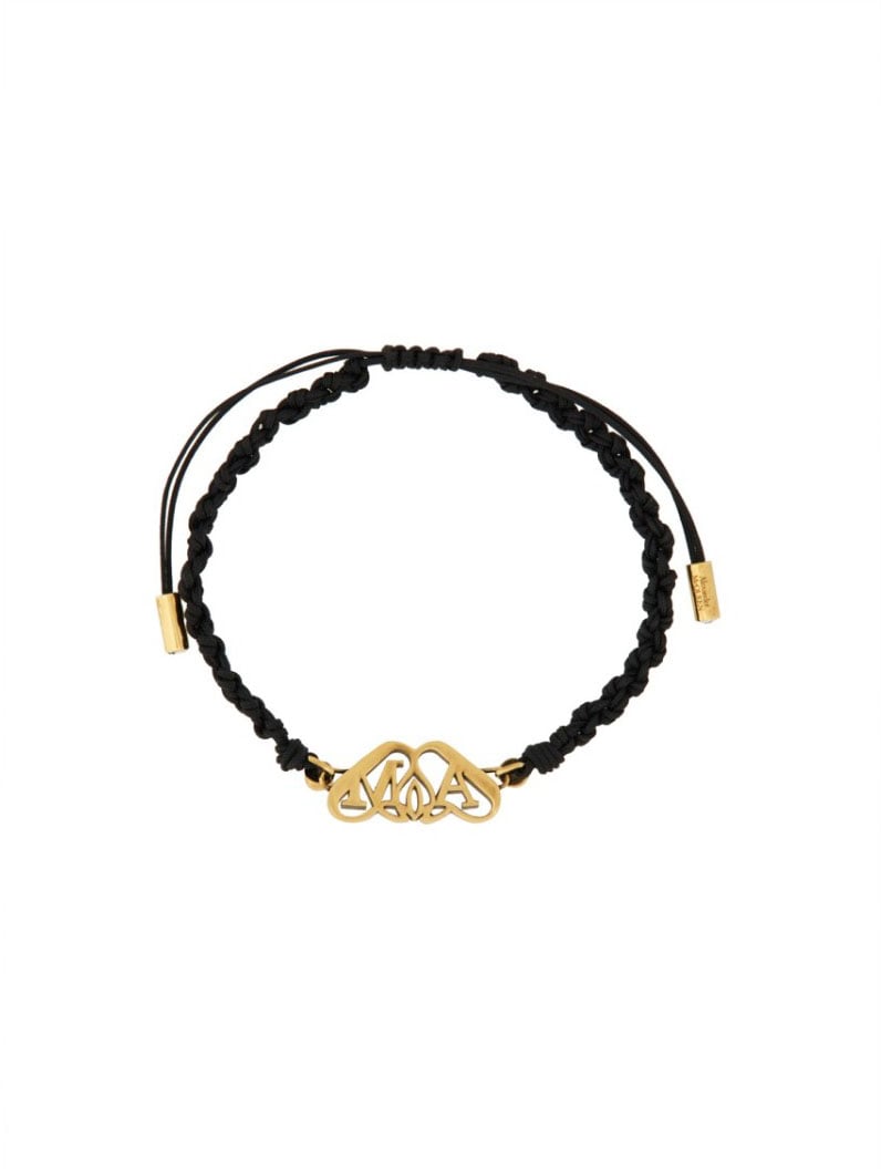 Alexander McQueen Friendship Bracelet With "Seal" Logo Zwart