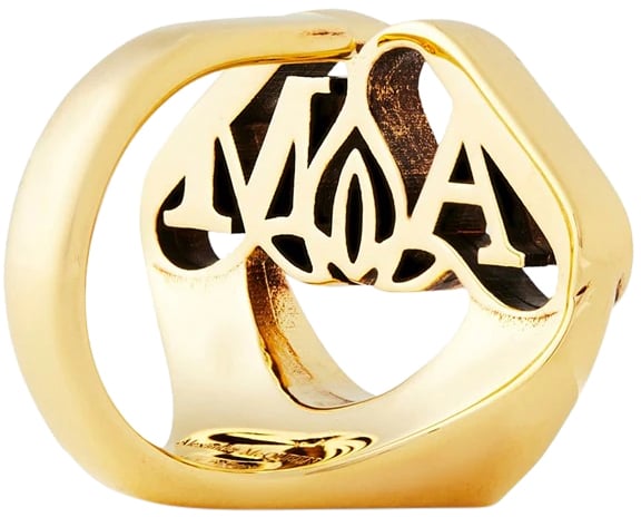 Alexander McQueen Seal Logo Ring Goud