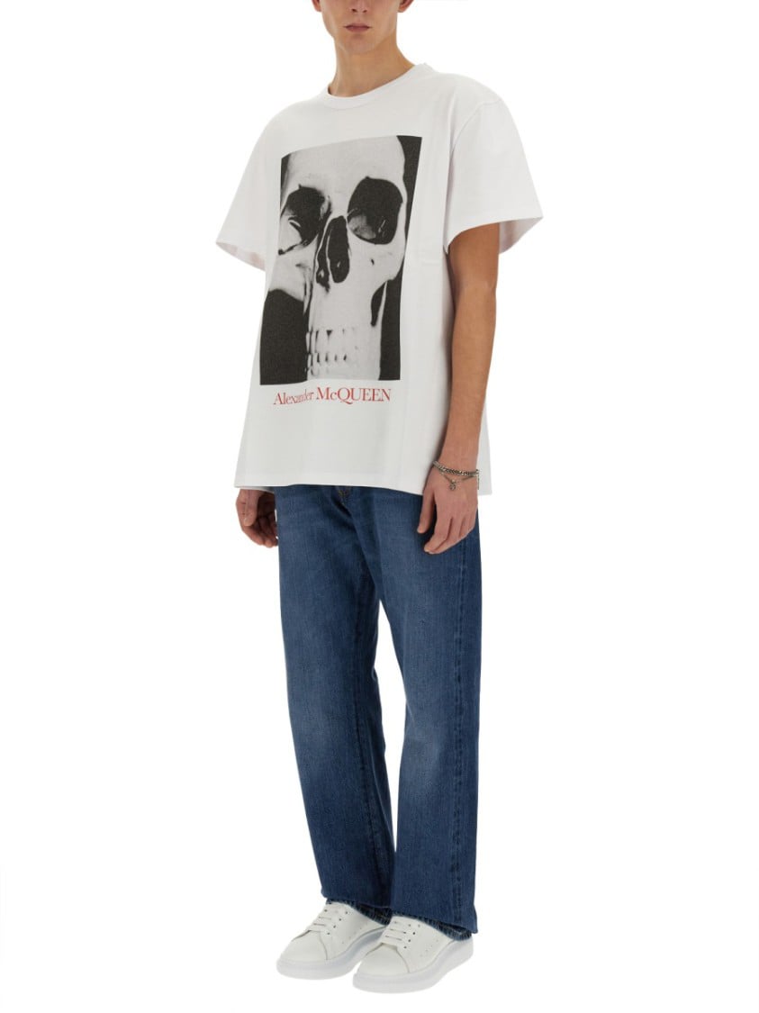 Alexander McQueen Skull Print T-Shirt Wit