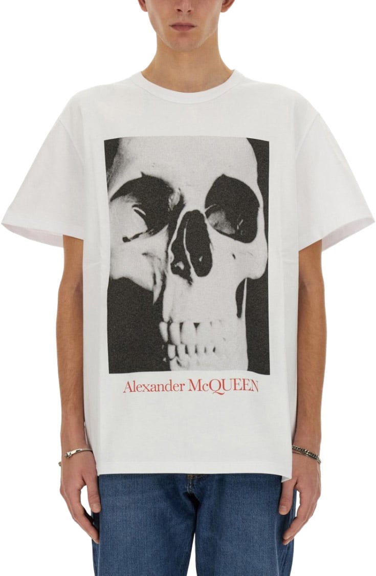 Alexander McQueen Skull Print T-Shirt Wit