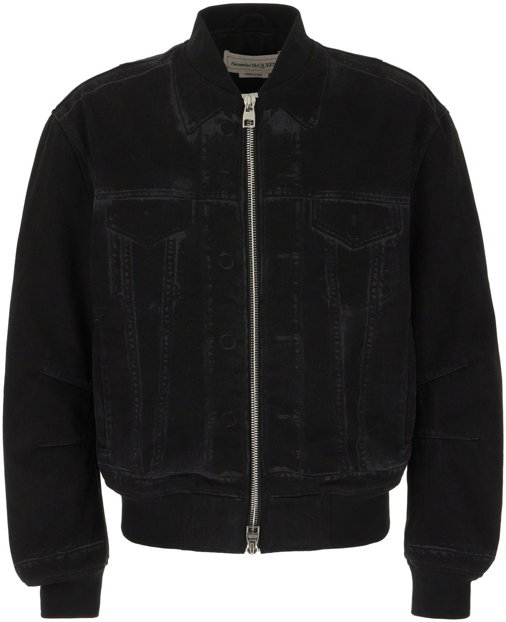 Alexander McQueen Alexander McQueen Black denim padded bomber jacket Zwart