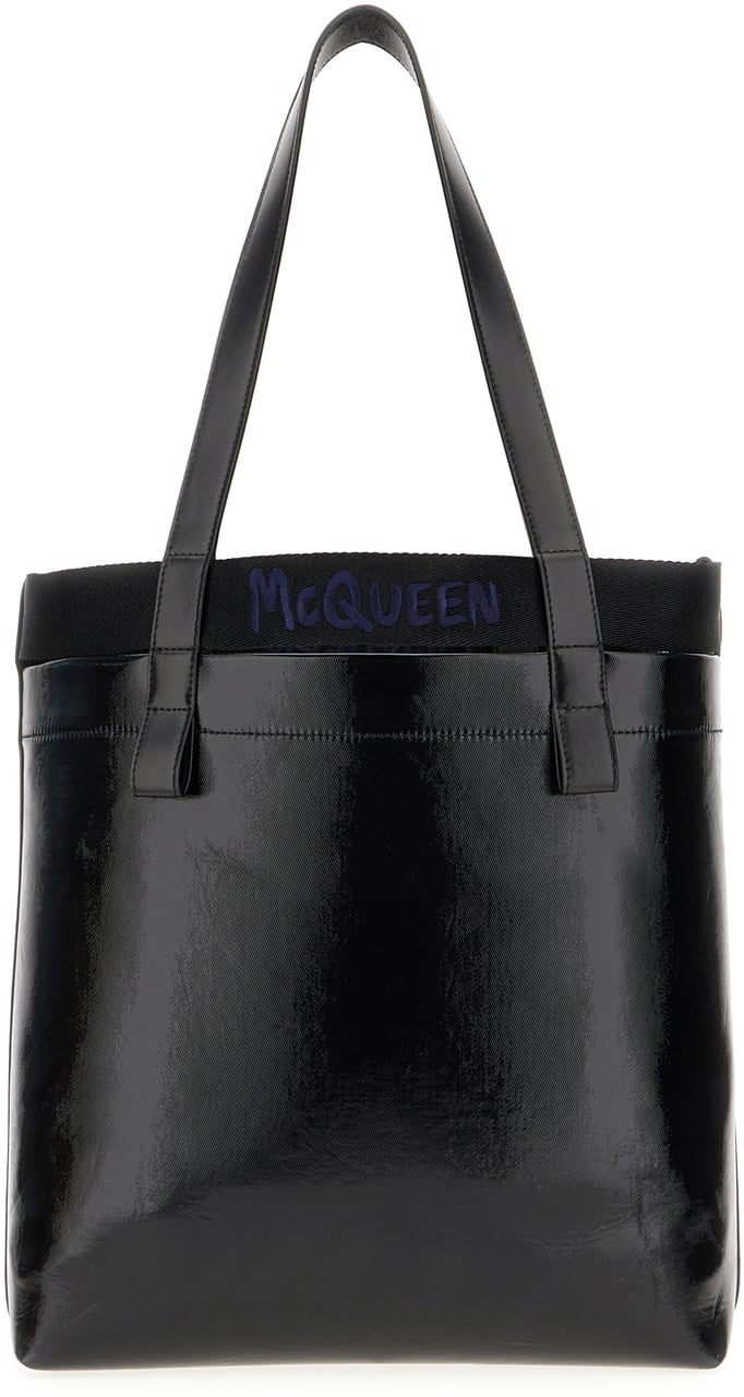 Alexander McQueen Alexander McQueen Black fabric shopping bag Zwart