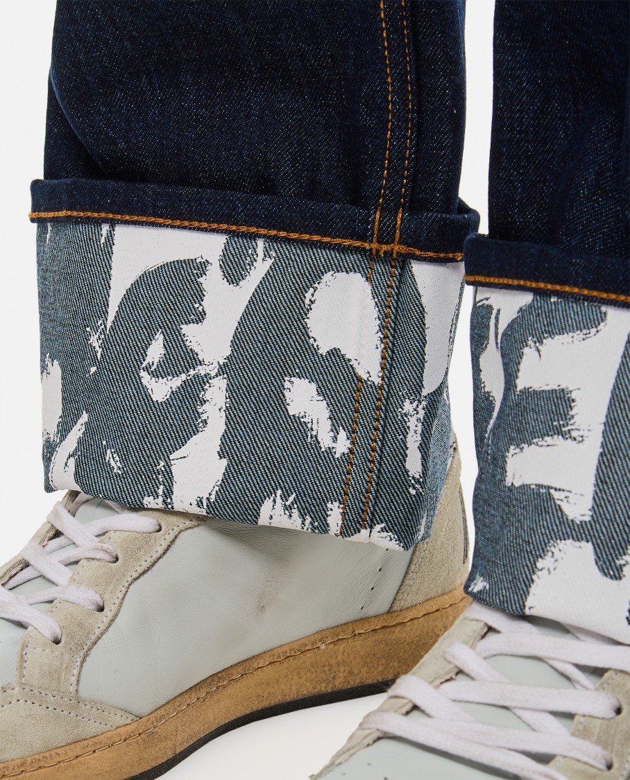 Alexander McQueen Straight-Leg Denim Jeans With Turn-Up Hems And Selvedge Detailing Blauw