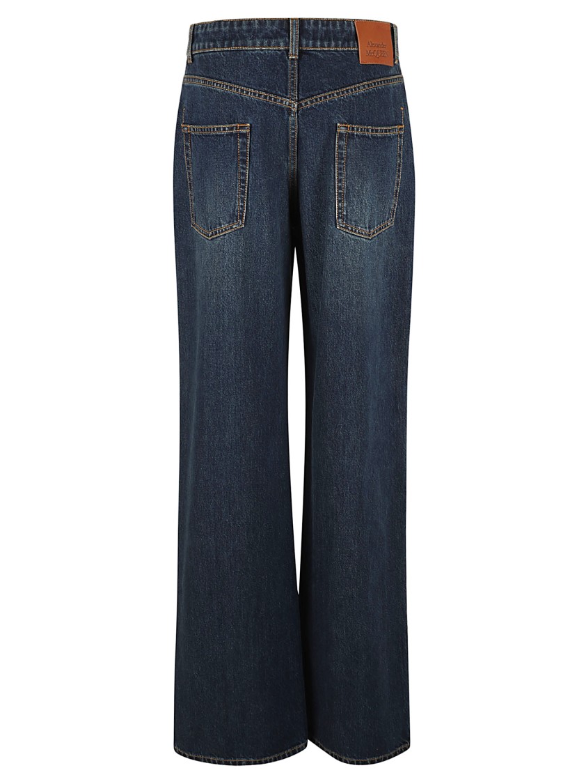 Alexander McQueen Wide-Leg Denim Jeans Blauw