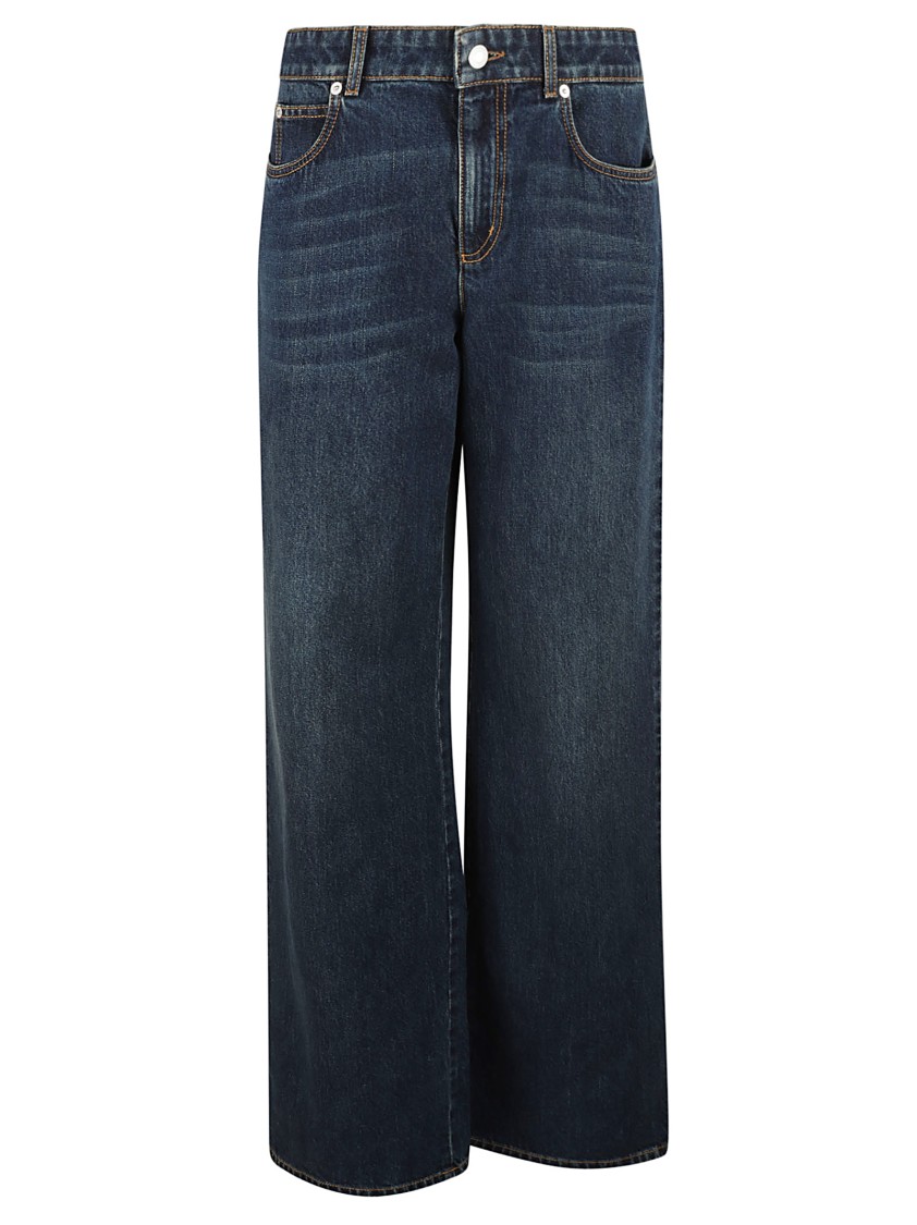 Alexander McQueen Wide-Leg Denim Jeans Blauw
