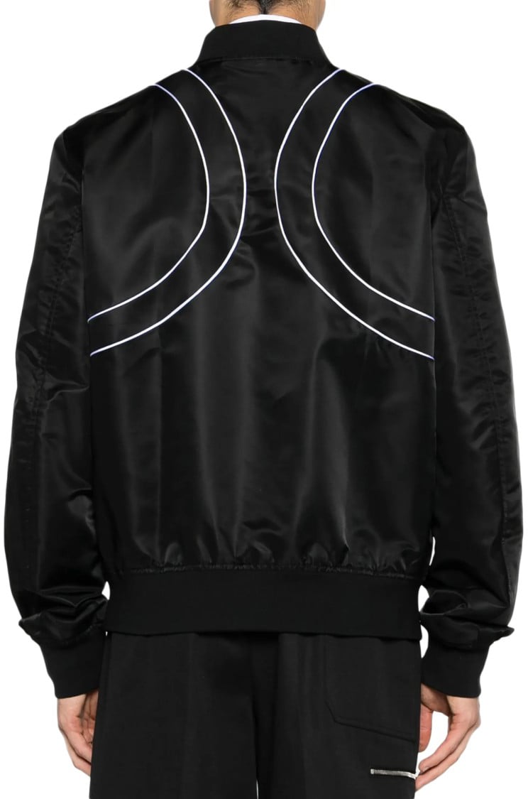 Alexander McQueen Bomber-Style Jacket With Contrasting Piping Details Zwart