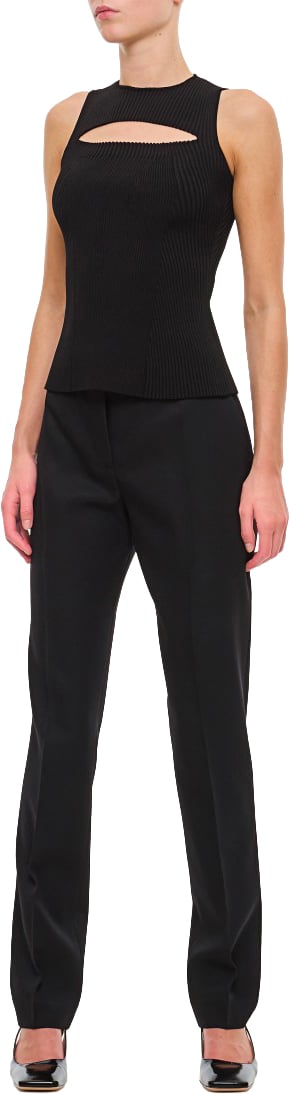 Alexander McQueen Slashed Knit Sleeveless Top Zwart