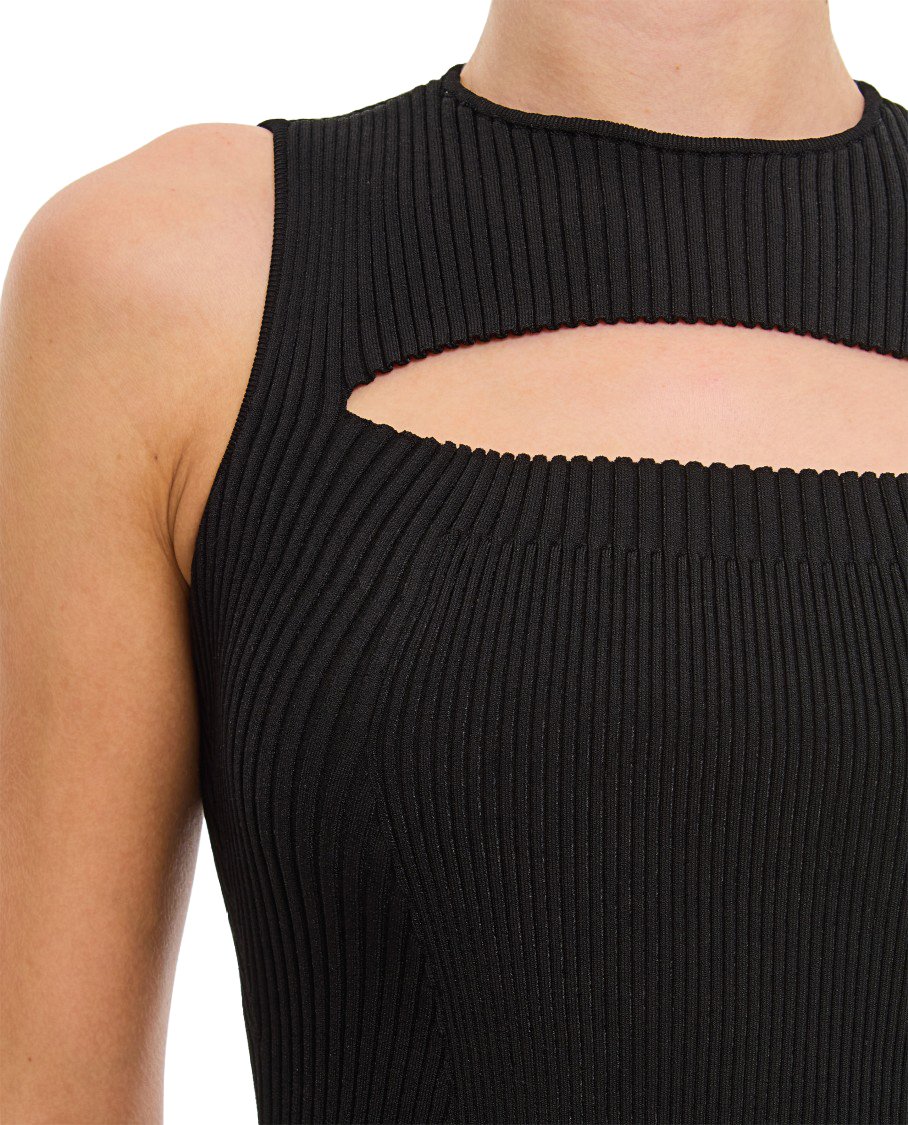 Alexander McQueen Slashed Knit Sleeveless Top Zwart