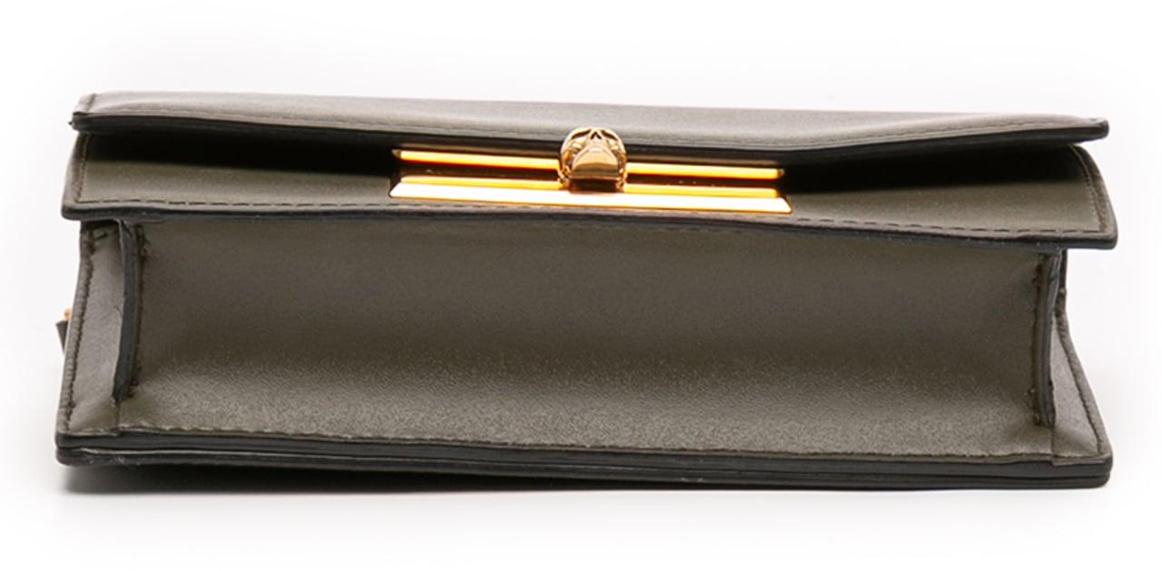 Alexander McQueen Mini Leather Skull Lock Top Handle Bag Groen