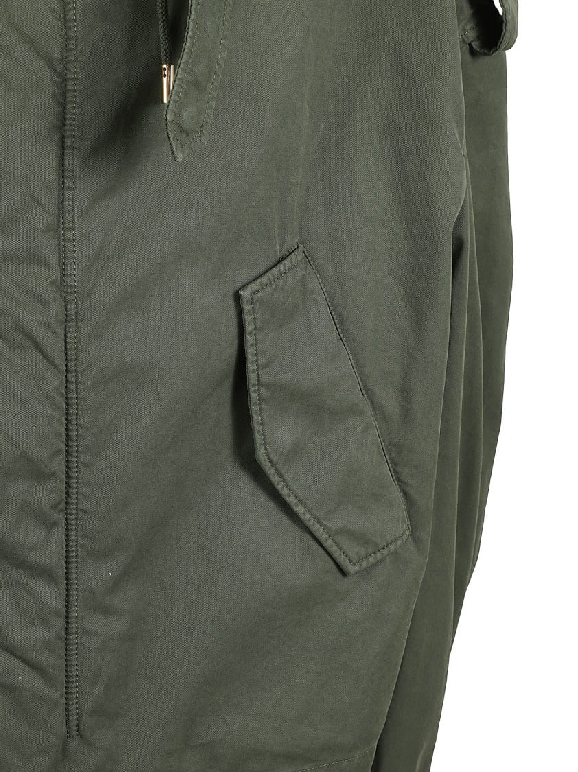 Alexander McQueen Relaxed-Fit Green Cotton Coat With Hood Groen