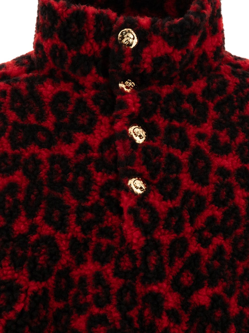 Alexander McQueen Leopard print fleece jacket Rood