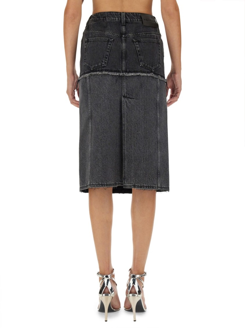 Alexander McQueen Two-Tone Denim Skirt Grijs