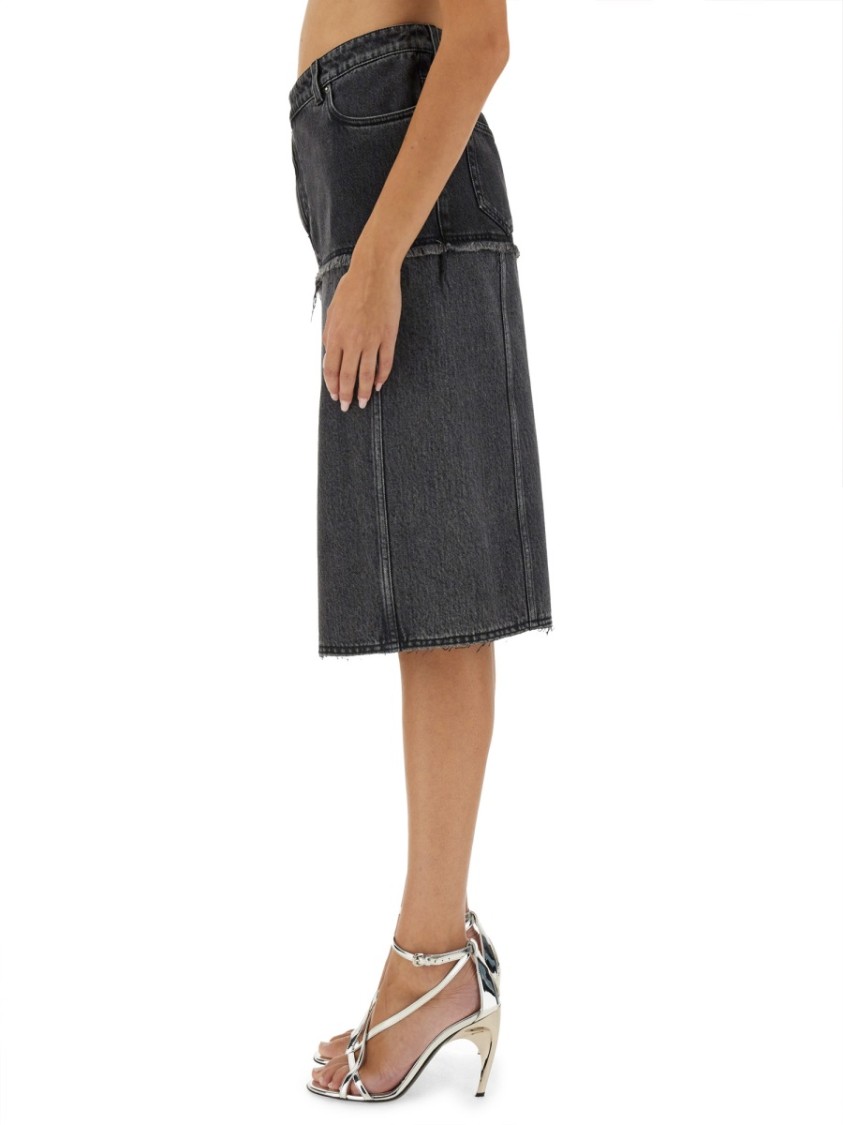 Alexander McQueen Two-Tone Denim Skirt Grijs